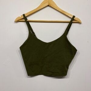 Athleta Green V-Neck Cropped Workout Tank Top Size Small